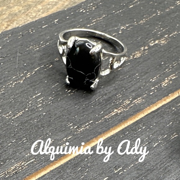 Black turquoise Victorian silver gem ring - Picture 1 of 1